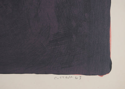 André COTTAVOZ : Corps sur fond violet, Lithographie originale signée