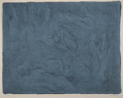 André COTTAVOZ : Corps sur fond bleu, Lithographie originale signée
