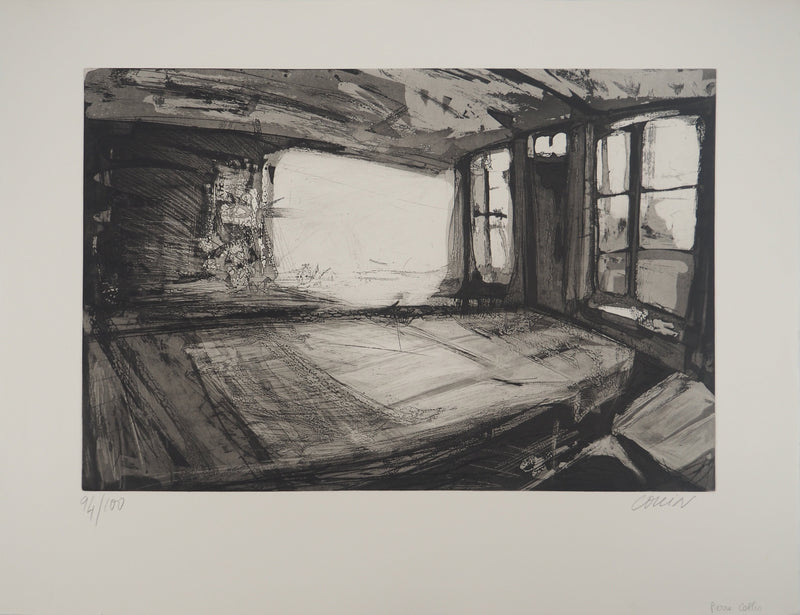 Pierre COLLIN : Intérieur noir, Gravure originale signée