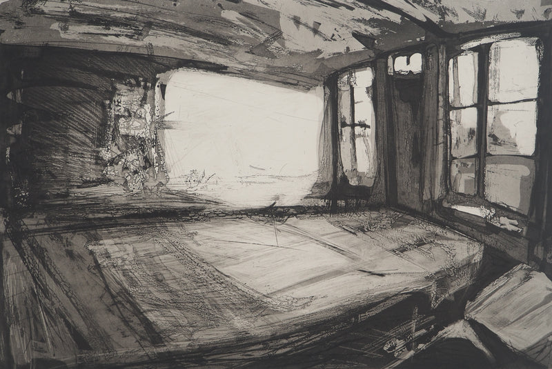 Pierre COLLIN : Intérieur noir, Gravure originale signée