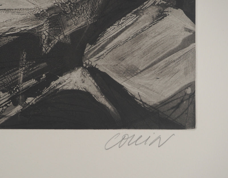 Pierre COLLIN : Intérieur noir, Gravure originale signée