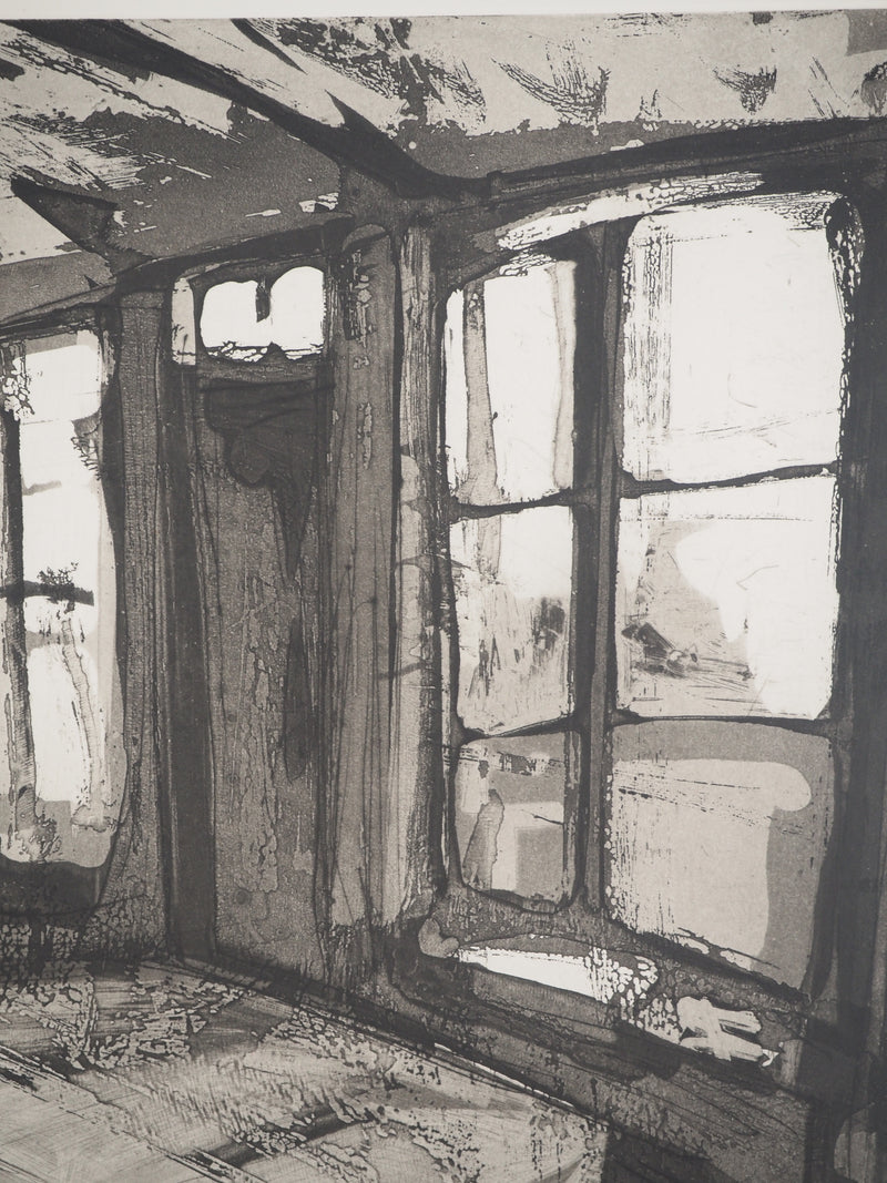 Pierre COLLIN : Intérieur noir, Gravure originale signée