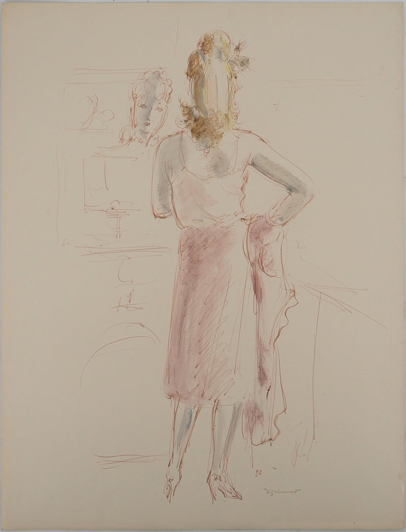 Afbr André DIGNIMONT, Charmanter Soldat, Signiertes Aquarell