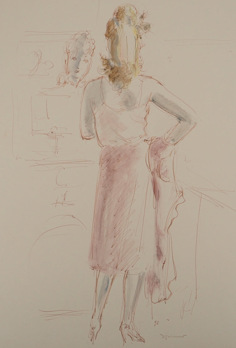 Afbr André DIGNIMONT, Charmanter Soldat, Signiertes Aquarell
