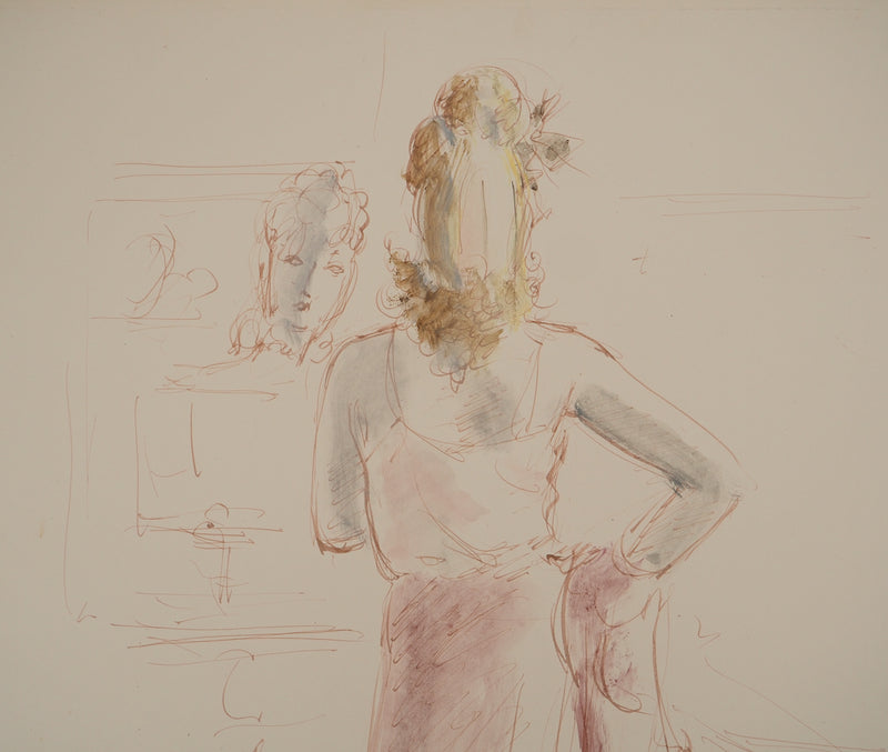 Afbr André DIGNIMONT, Charmanter Soldat, Signiertes Aquarell