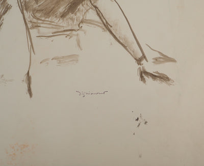 André DIGNIMONT : Femme assise sur le divan, Aquarelle originale signée