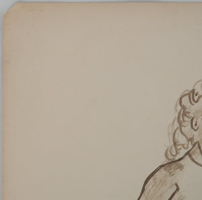 André DIGNIMONT : Femme assise sur le divan, Aquarelle originale signée