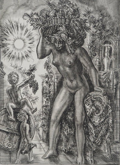 Albert DECARIS : Les vendanges, Gravure originale signée