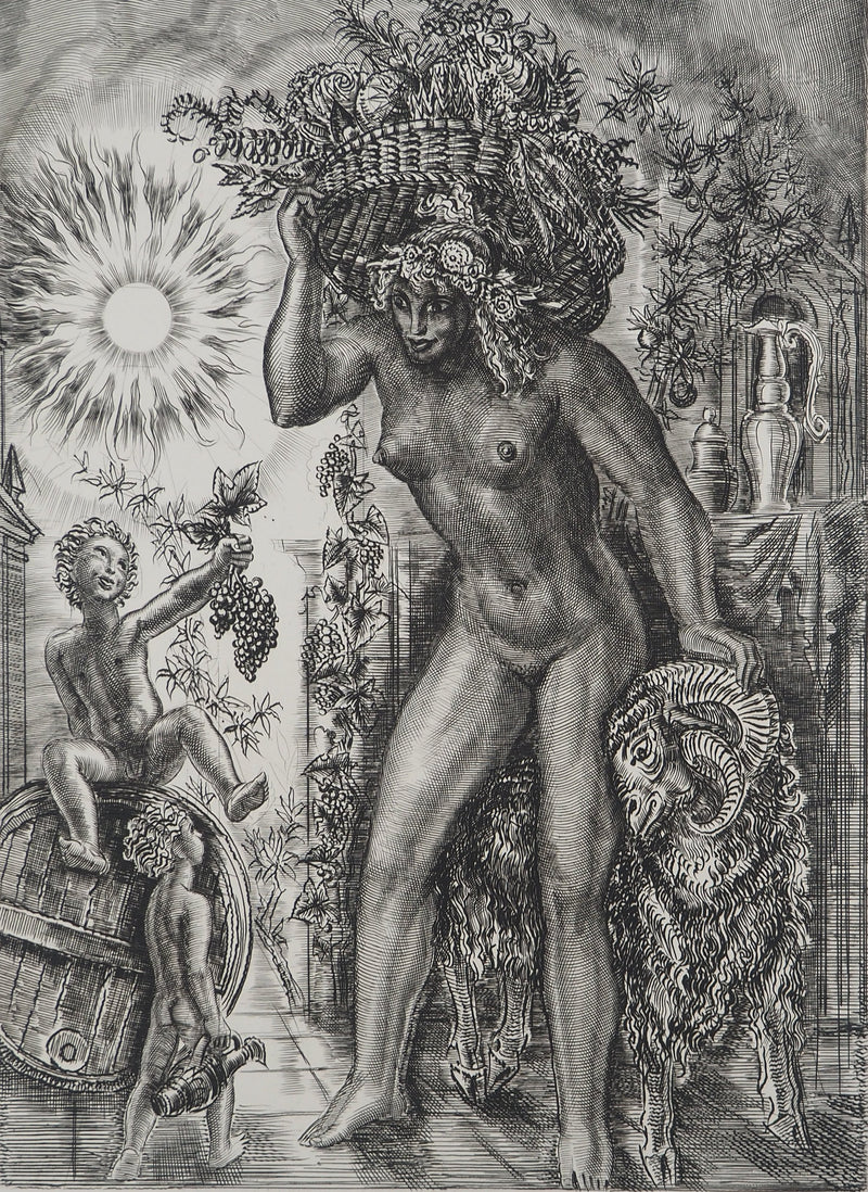 Albert DECARIS : Les vendanges, Gravure originale signée