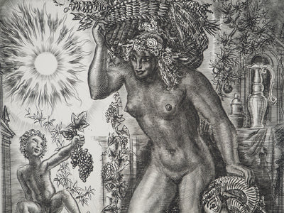 Albert DECARIS : Les vendanges, Gravure originale signée