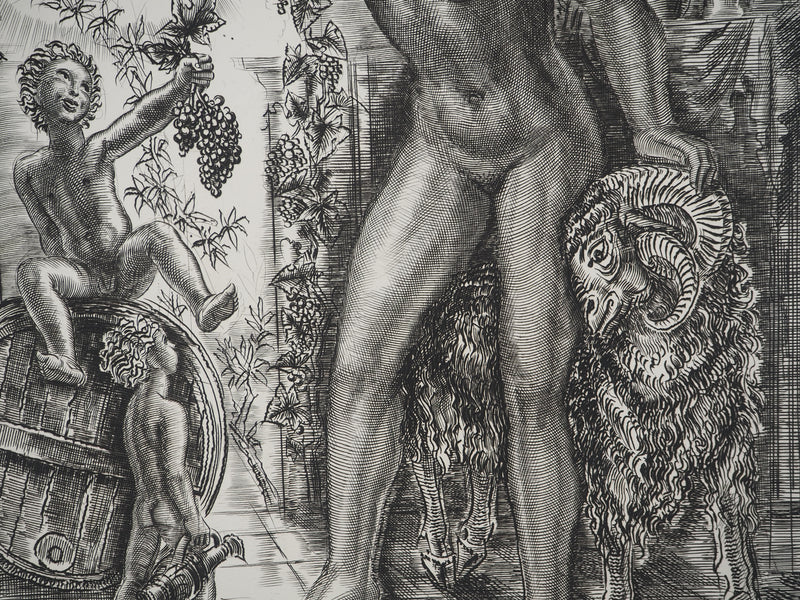 Albert DECARIS : Les vendanges, Gravure originale signée