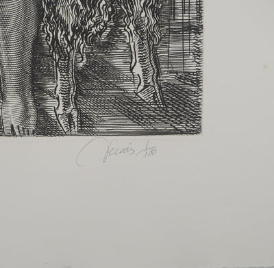 Albert DECARIS : Les vendanges, Gravure originale signée