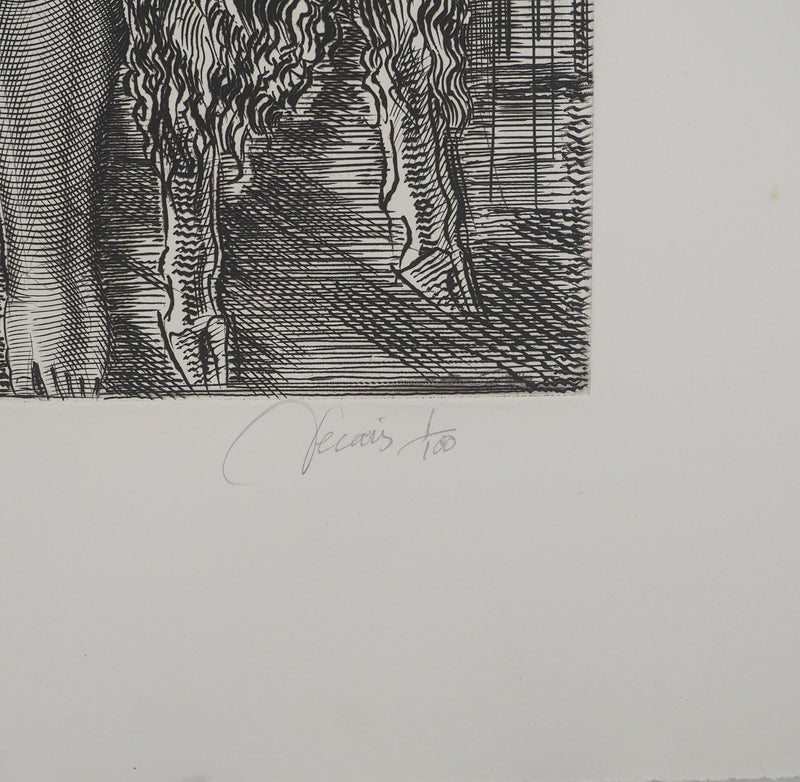 Albert DECARIS : Les vendanges, Gravure originale signée