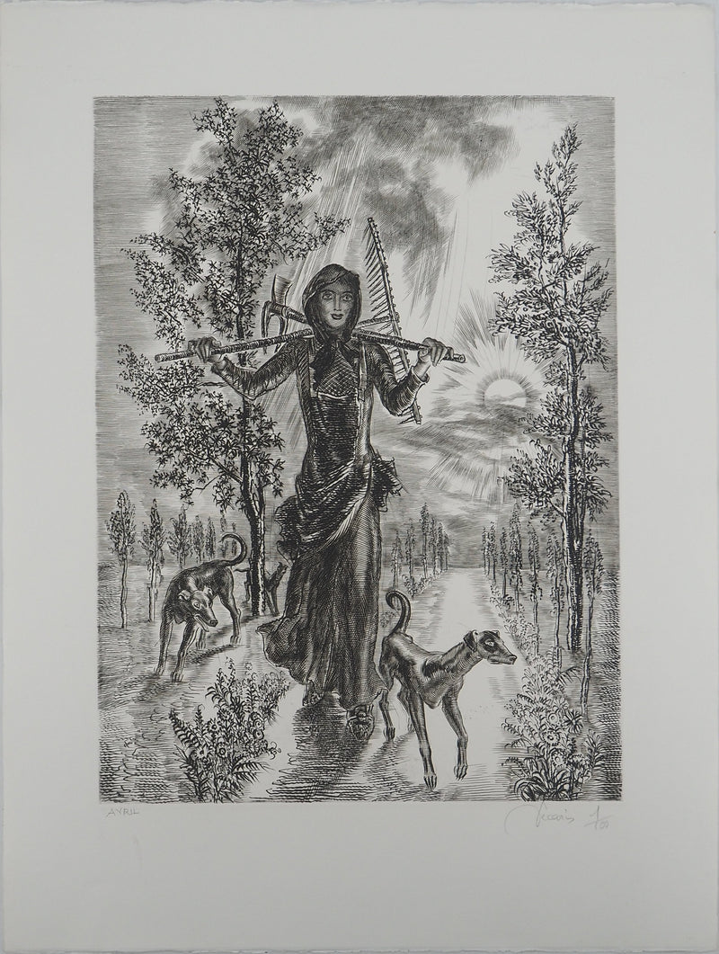 Albert DECARIS : Demeter déesse de la moisson, Gravure originale signée