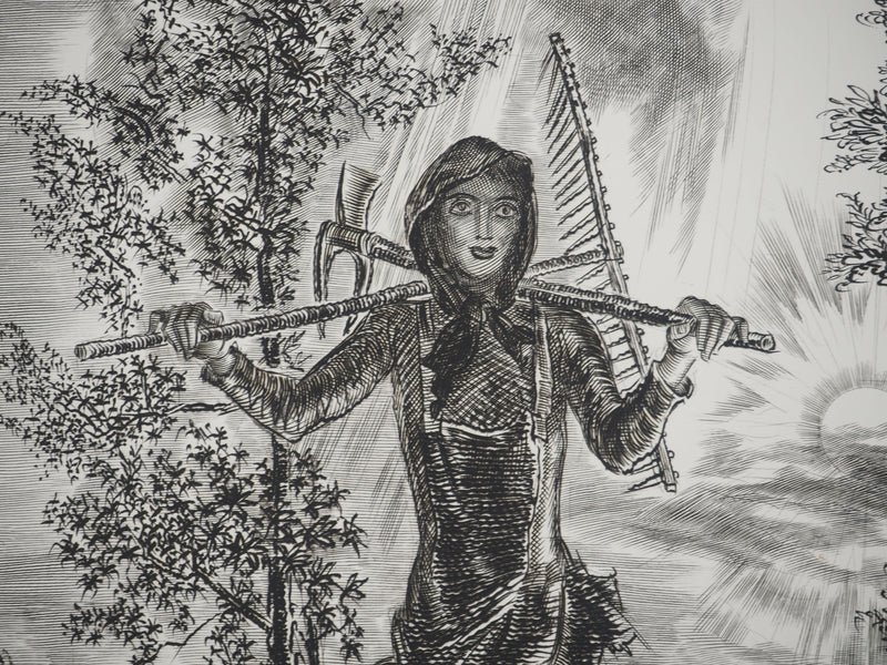 Albert DECARIS : Demeter déesse de la moisson, Gravure originale signée
