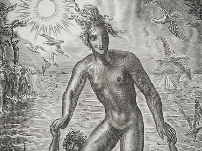Albert DECARIS: Woman and Fauna, Original signed engraving