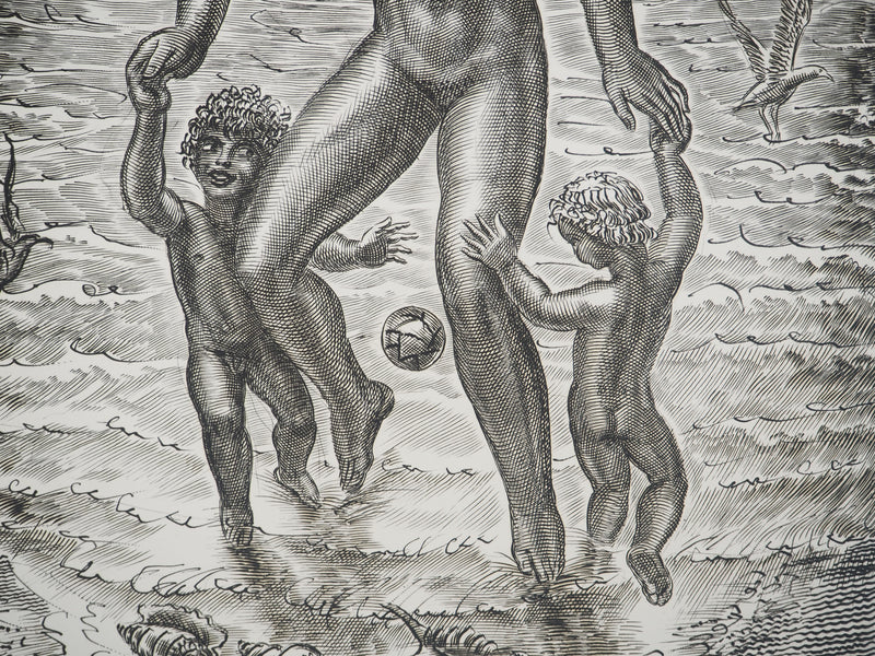 Albert DECARIS: Woman and Fauna, Original signed engraving