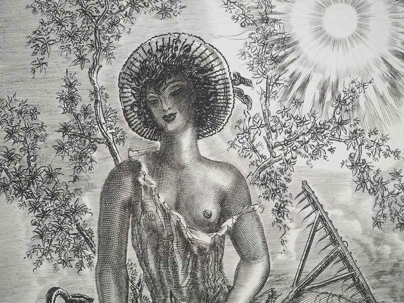 Albert DECARIS : La bergère, Gravure originale signée