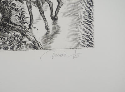 Albert DECARIS : La bergère, Gravure originale signée