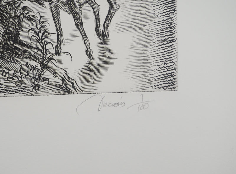 Albert DECARIS : La bergère, Gravure originale signée