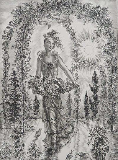 Albert DECARIS : L'arrivée du printemps, Gravure originale signée