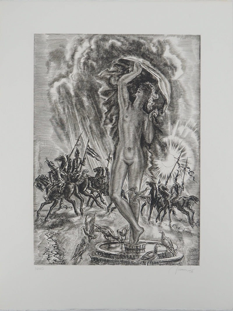 Albert DECARIS : Mars dieu de la guerre, Gravure originale signée