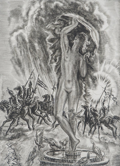 Albert DECARIS : Mars dieu de la guerre, Gravure originale signée