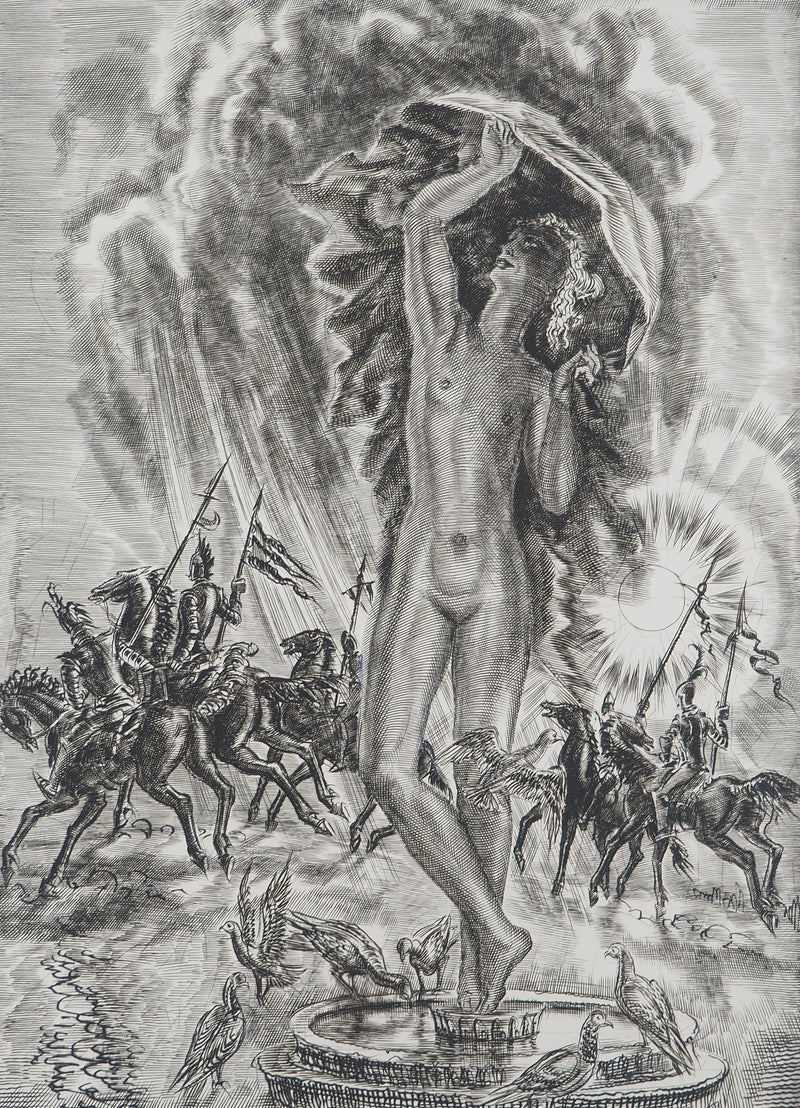 Albert DECARIS : Mars dieu de la guerre, Gravure originale signée