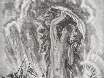 Albert DECARIS : Mars dieu de la guerre, Gravure originale signée
