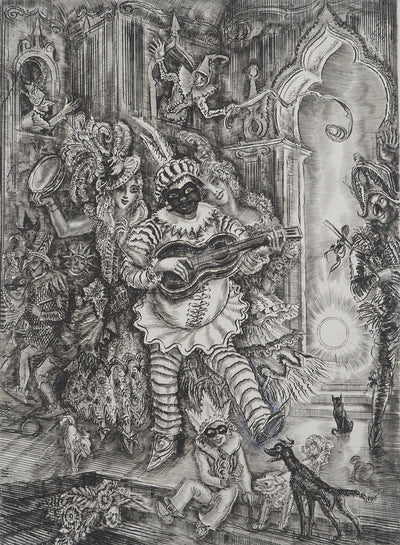 Albert DECARIS : La commedia dell'arte, Gravure originale signée