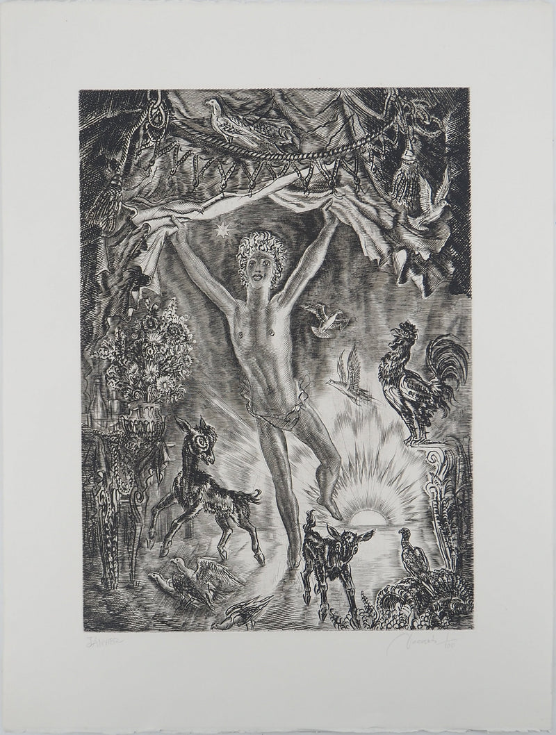 Albert DECARIS : Joie de la nouvelle année, Gravure originale signée
