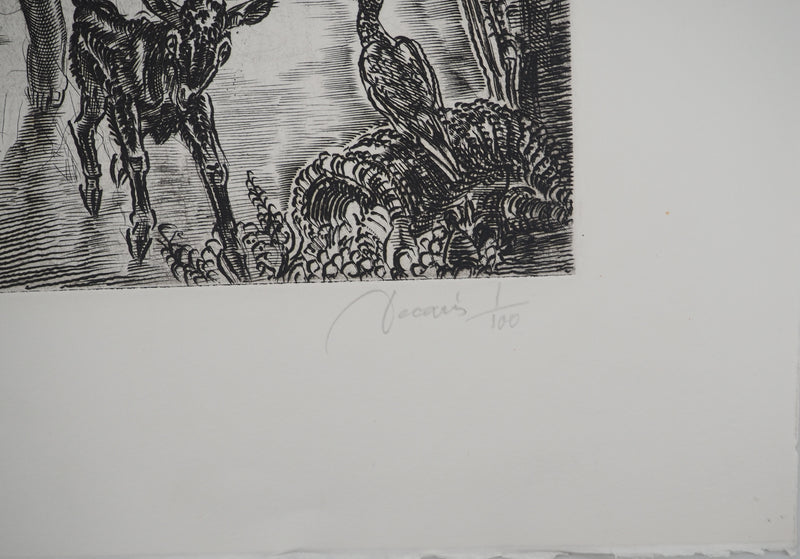 Albert DECARIS : Joie de la nouvelle année, Gravure originale signée