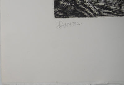 Albert DECARIS : Joie de la nouvelle année, Gravure originale signée