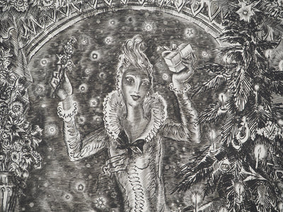 Albert DECARIS : L'arbre de Noël, Gravure originale signée
