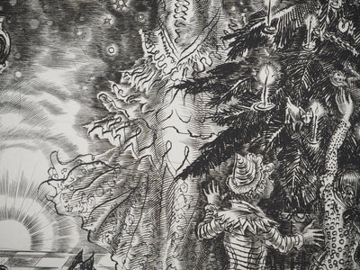 Albert DECARIS : L'arbre de Noël, Gravure originale signée