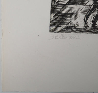 Albert DECARIS : L'arbre de Noël, Gravure originale signée