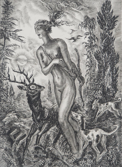 Albert DECARIS : Diane déesse de la chasse, Gravure originale signée
