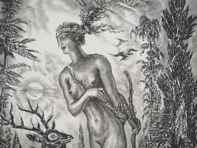 Albert DECARIS : Diane déesse de la chasse, Gravure originale signée