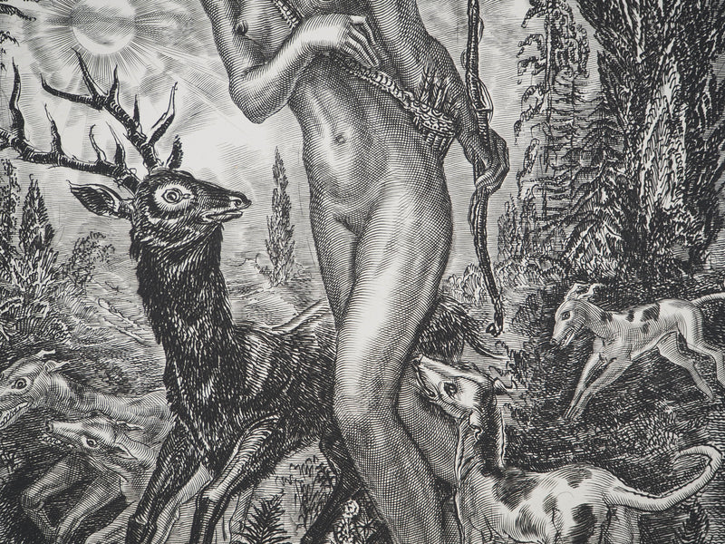 Albert DECARIS : Diane déesse de la chasse, Gravure originale signée
