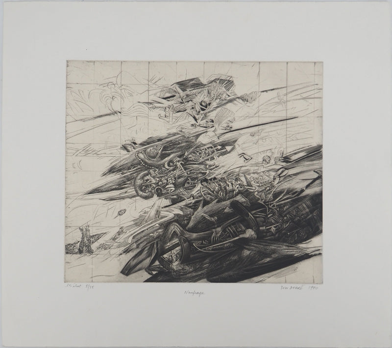 Yves DOARÉ : Naufrage, Gravure originale signée