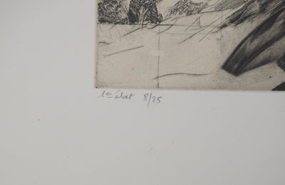 Yves DOARÉ : Naufrage, Gravure originale signée