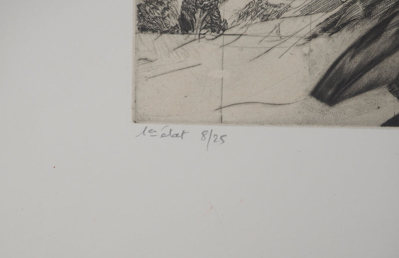 Yves DOARÉ : Naufrage, Gravure originale signée