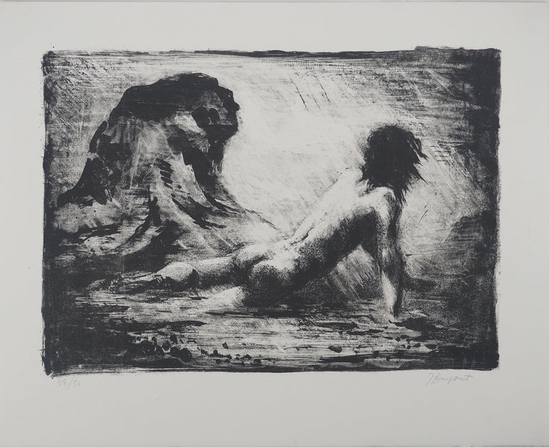 Jacques DUPONT: Couple resting, Original signed lithograph