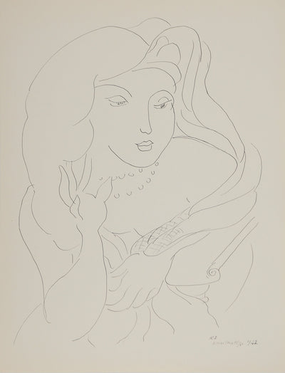 Henri MATISSE : La dame aux perles, Lithographie originale (vue générale) - Crédit photo : Galerie Art.Paris