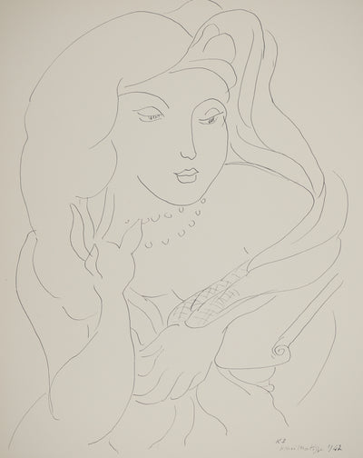 Henri MATISSE : La dame aux perles, Lithographie originale (photo de détail 3) - Crédit photo : Galerie Art.Paris