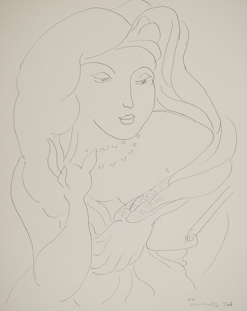 Henri MATISSE : La dame aux perles, Lithographie originale (photo de détail 3) - Crédit photo : Galerie Art.Paris