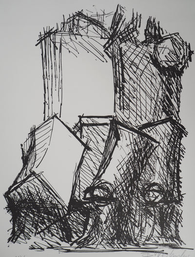Fritz WOTRUBA : Bâtiment, Lithographie originale (photo de détail 3) - Crédit photo : Galerie Art.Paris