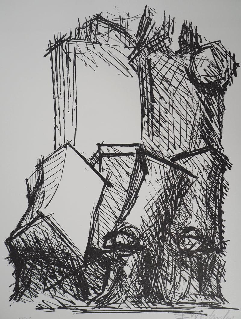 Fritz WOTRUBA : Bâtiment, Lithographie originale (photo de détail 3) - Crédit photo : Galerie Art.Paris