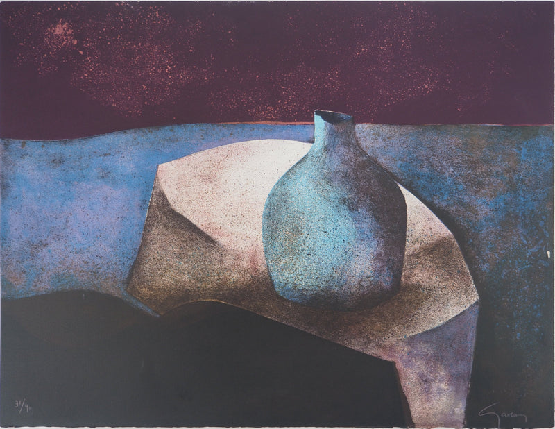 AF Claude GAVEAU, Still life with vase, Original signed lithograph