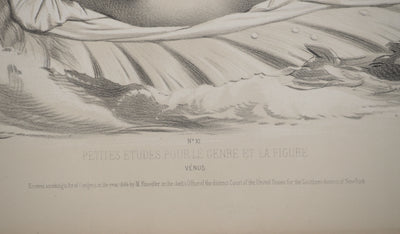 Joseph FELON : La naissance de Vénus en noir et blanc, Lithographie originale signée